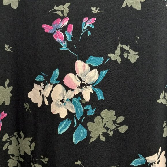 J.Jill Blouse Tunic Womens Size L Black Floral Long Flowy Knit Top Stretch - Picture 3 of 11